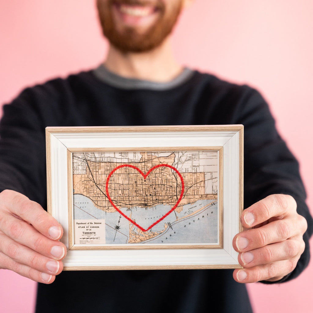 Hand-Embroidered Heart Maps