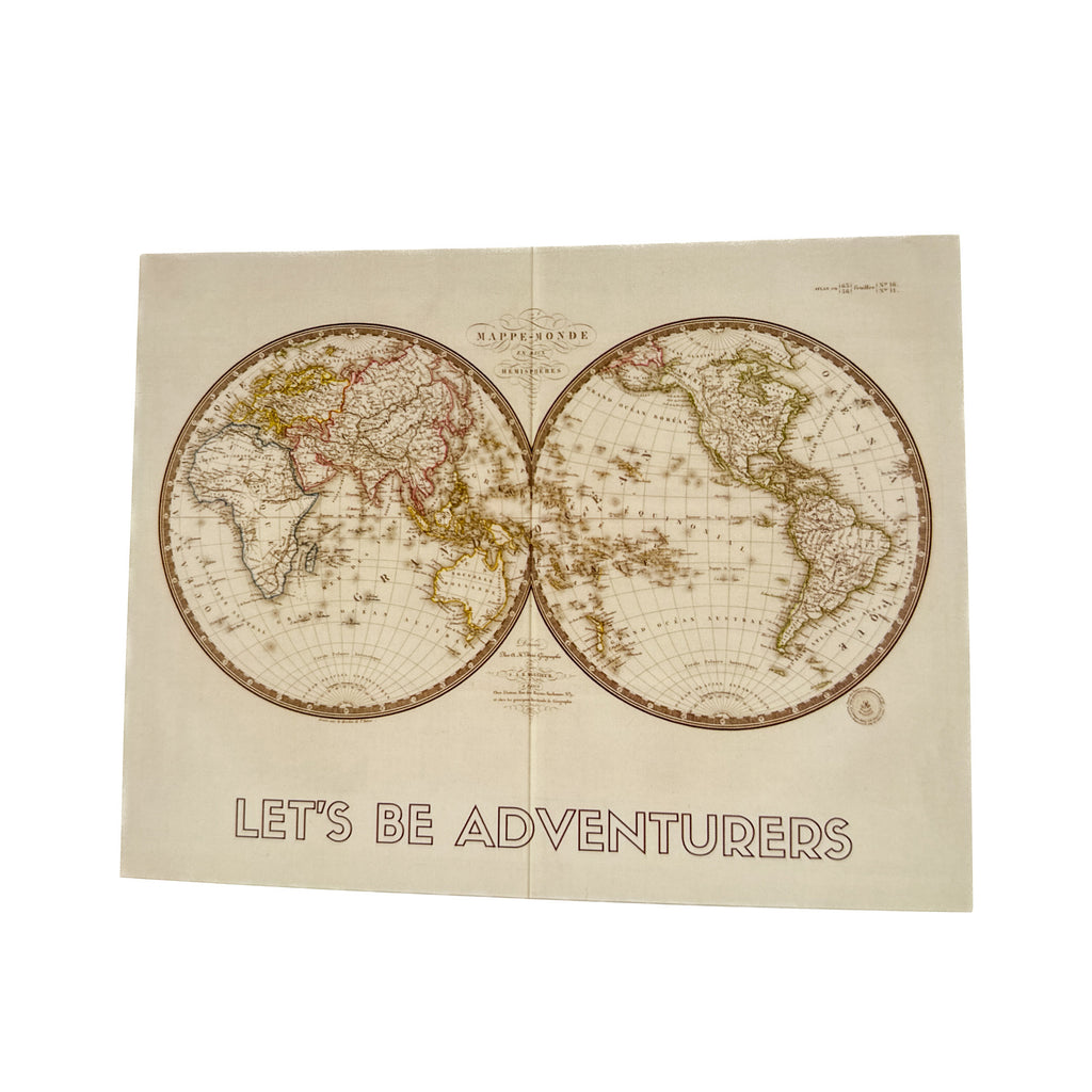 Let's be Adventurers World Map Postcard