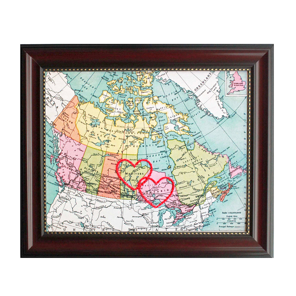 Manitoba to Ontario Connecting Hearts Map