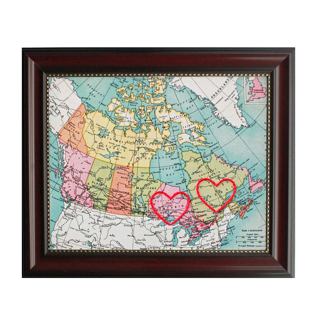 Quebec to Ontario Connecting Hearts Map